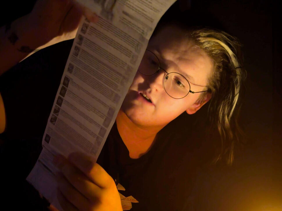 Reading Uno rules during a power outage